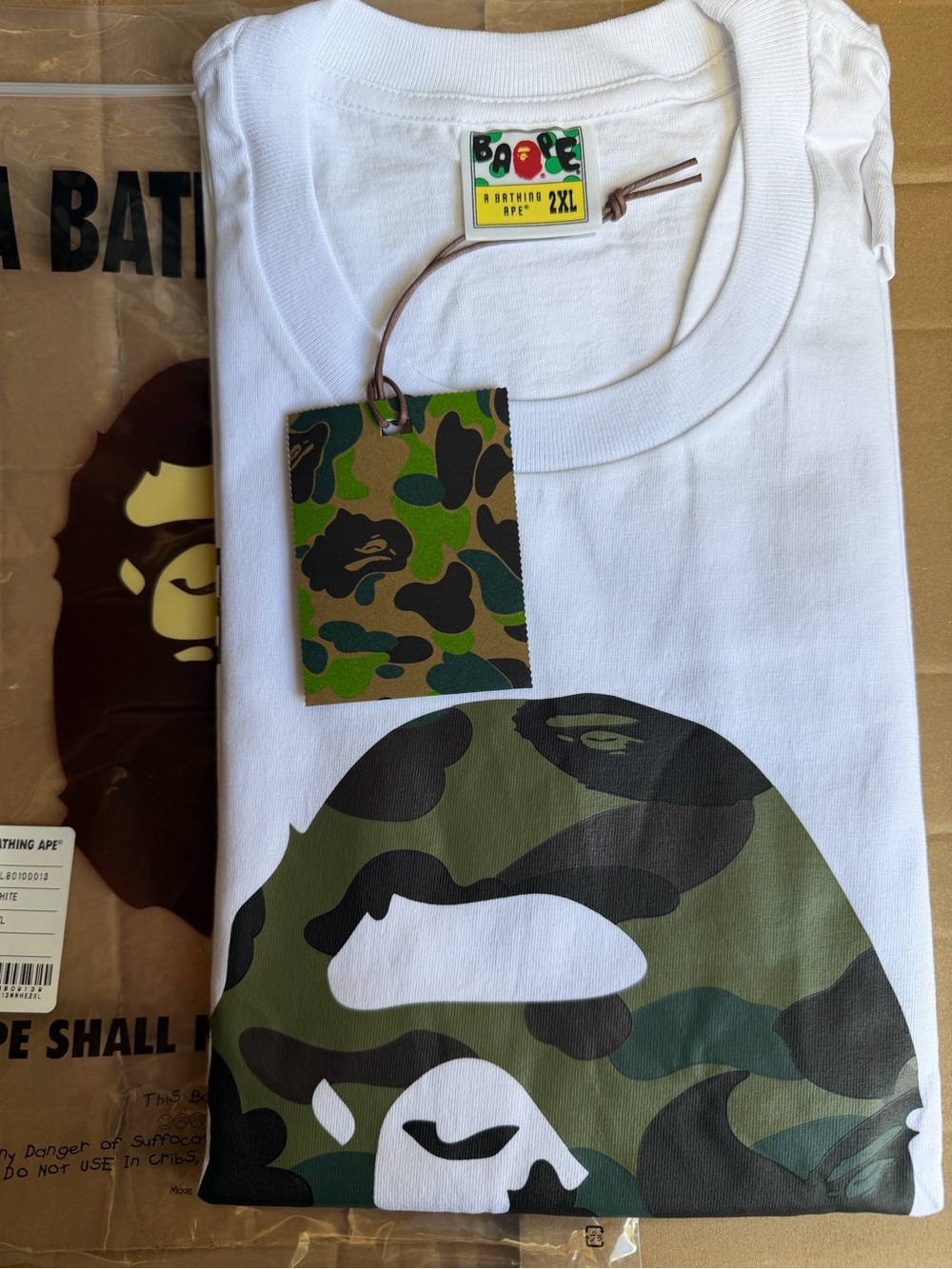 Bape green camo white tee 2XL